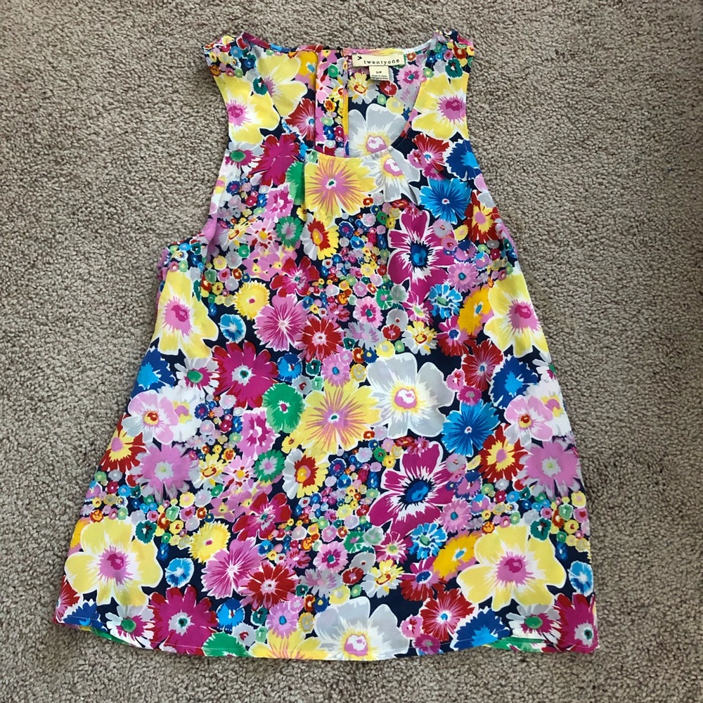Forever 21 Silk Racerback Floral Tank